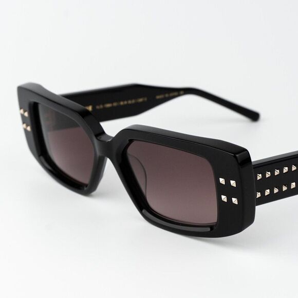 Valentino Women Sunglasses Black Gold Rose Square V - CINQUE VLS-108A-53 main image 6